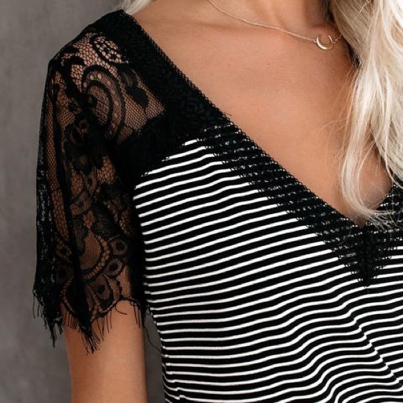Trina Black & White Lace Top - Picture 5 of 5